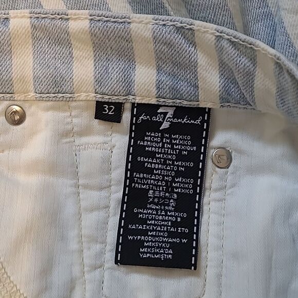 NWOT 7 for All  Mankind Distressed Striped Denim Skirt - Size 32 - Picture 5 of 8